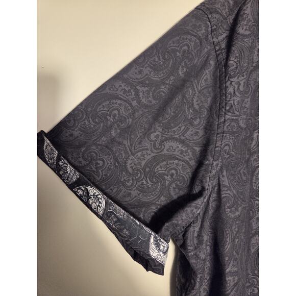 Robert Graham Men Shirt Size 2XL Black Paisley Graphics Short Sleeve Button Up - Picture 4 of 9